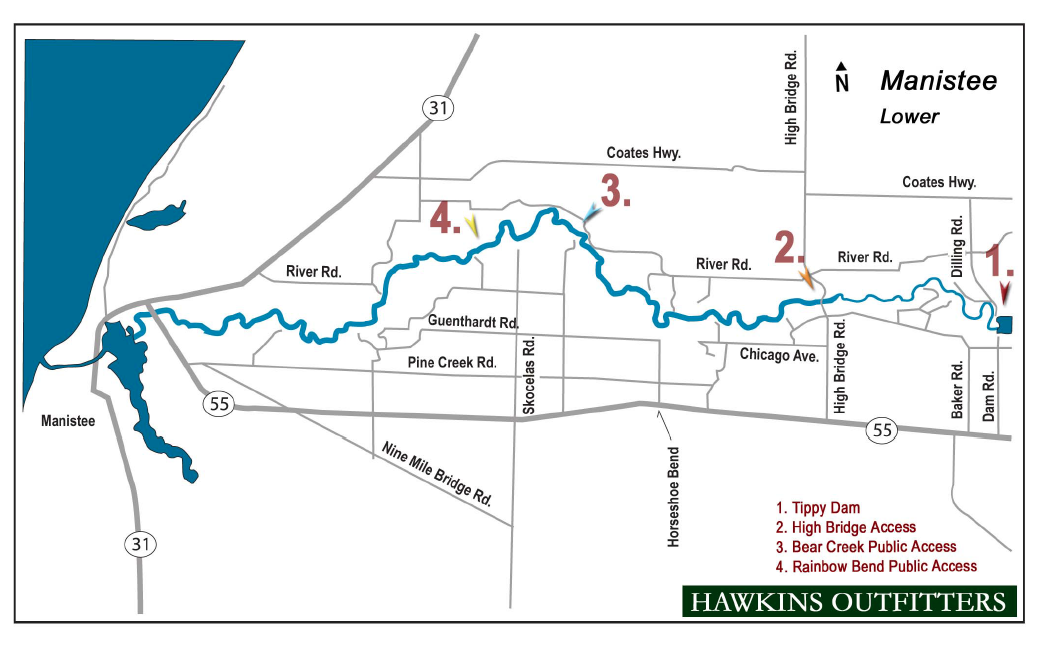 manistee river map Northern Michigan Fly Fishing